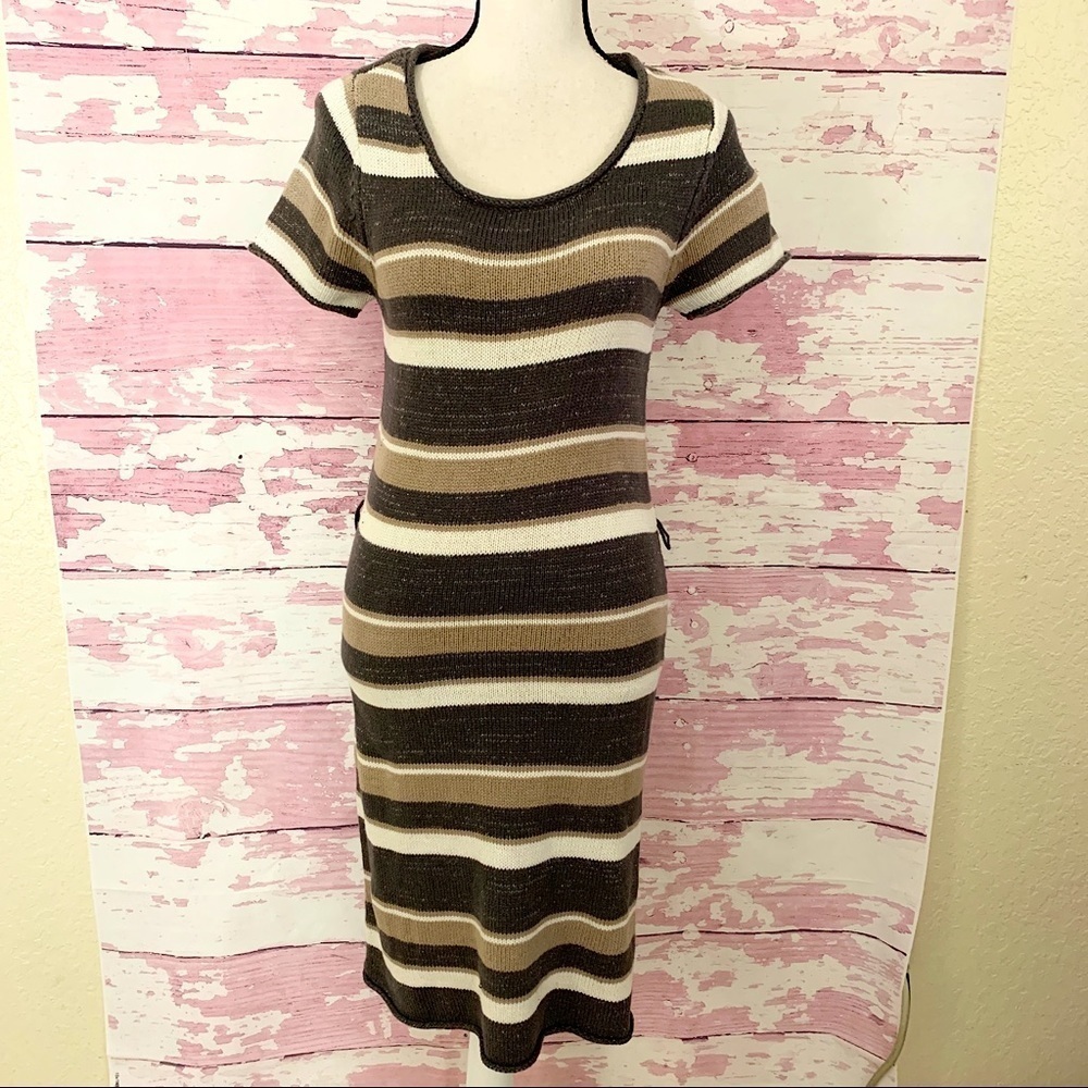 ROUTE 66 Women’s Striped Scoop Neck Short Sleeve Knit Dress Small Casual